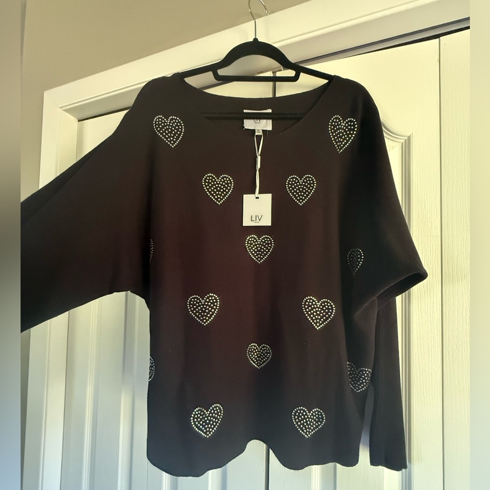 Milano LIV Black Sweater with Heart Details